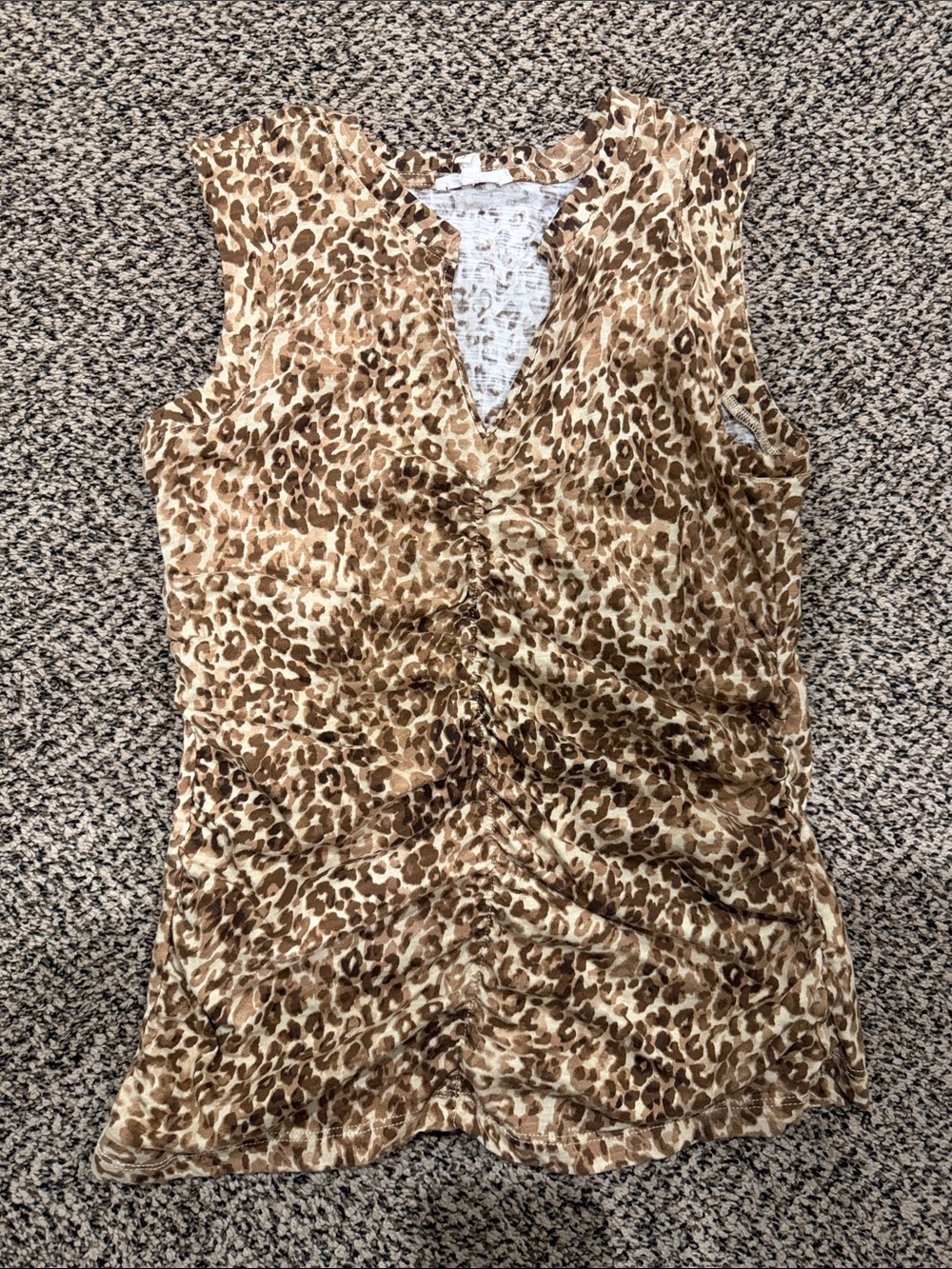 Maurices Leopard Print Ruched V-Neck tank - Brown/Tan